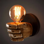 Wall Light | Fist-Shaped Sculptural Resin & Iron