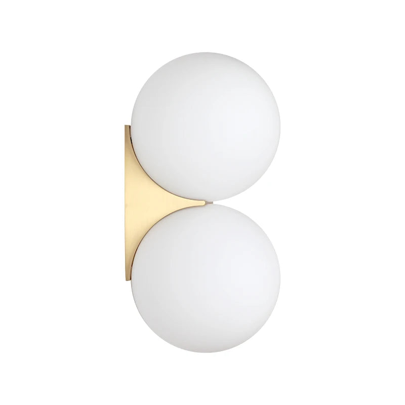 Wall Light | Gold Finish & Dual Glass Globes | 180° Adjustable Arm