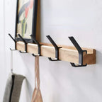 Wall-Mounted Coat Rack with Movable Double Hooks