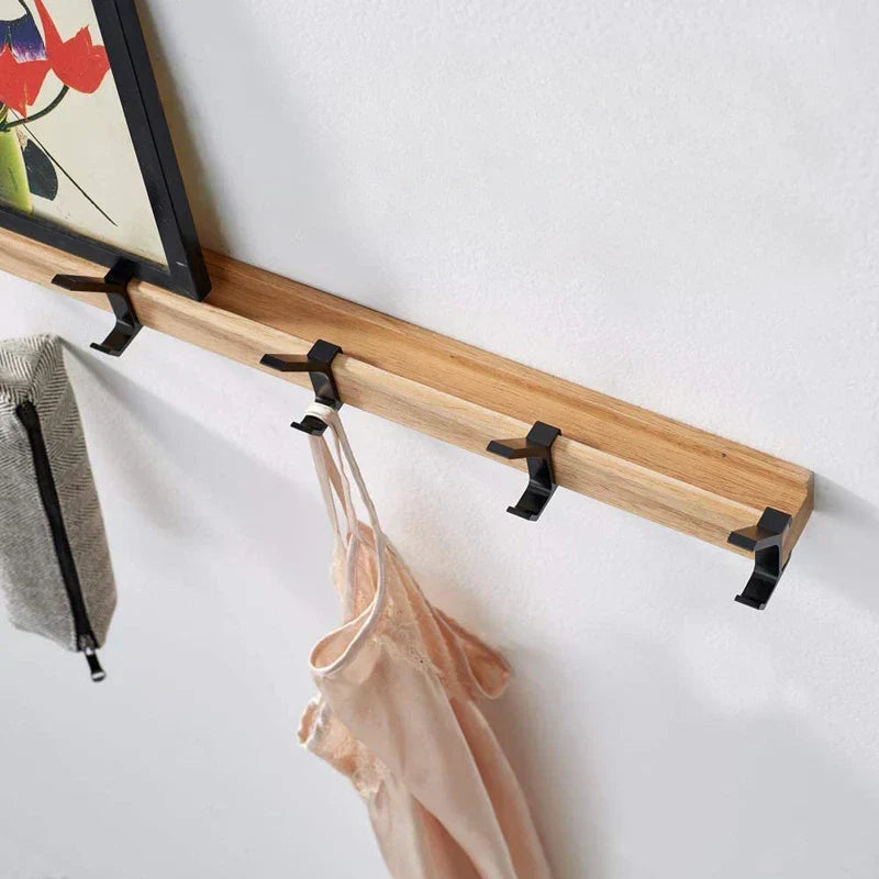 Wall-Mounted Coat Rack with Movable Double Hooks