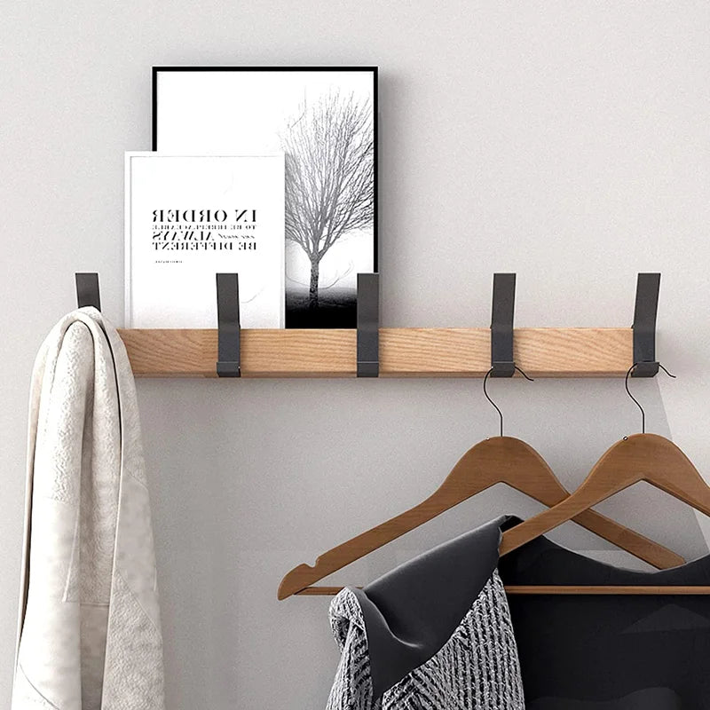 Wall-Mounted Coat Rack with Movable Double Hooks