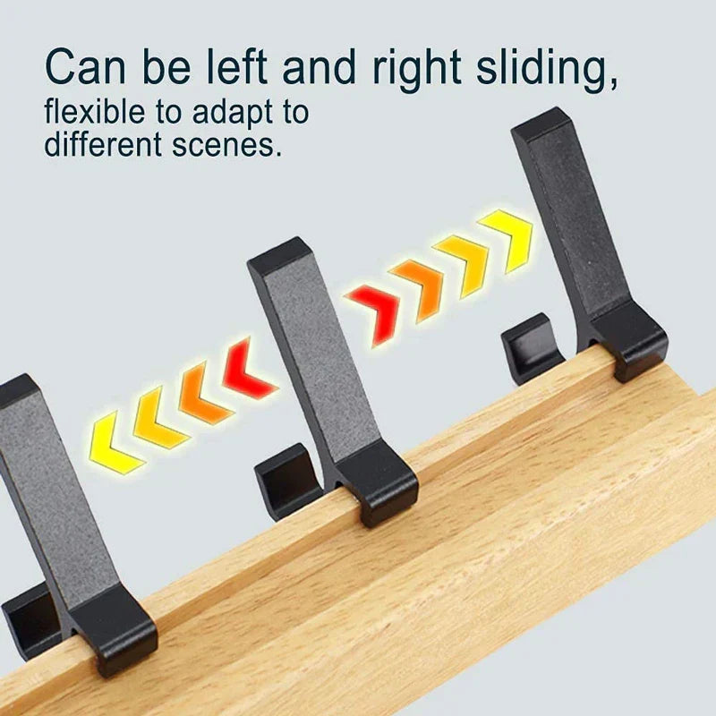 Wall-Mounted Coat Rack with Movable Double Hooks