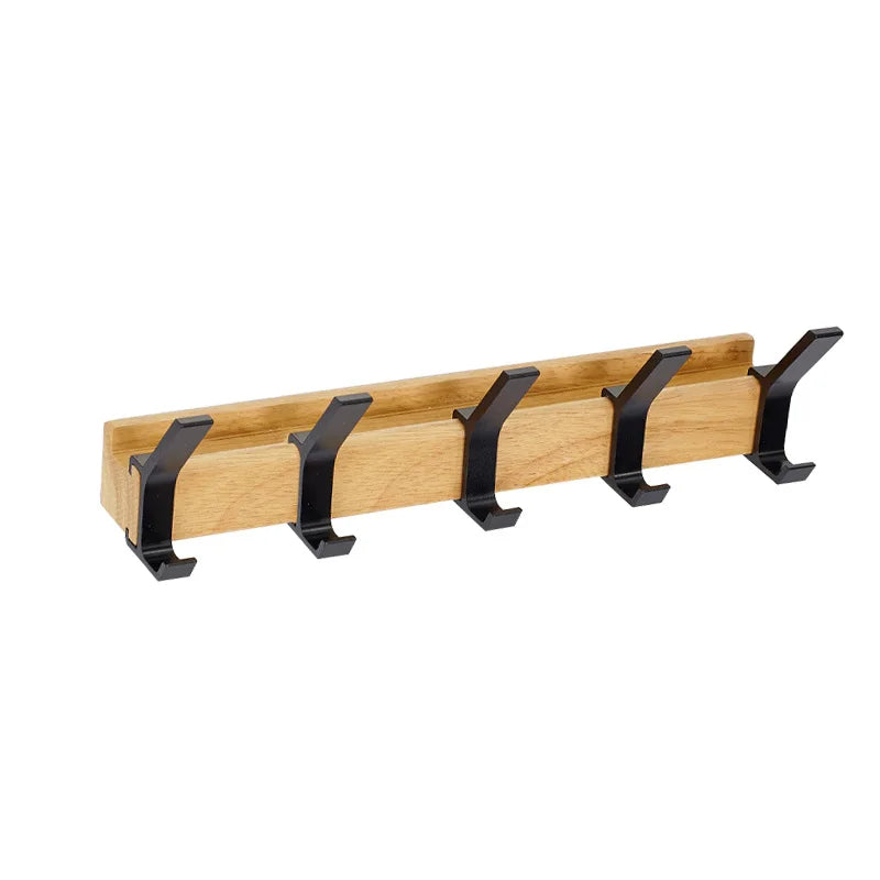 Wall-Mounted Coat Rack with Movable Double Hooks