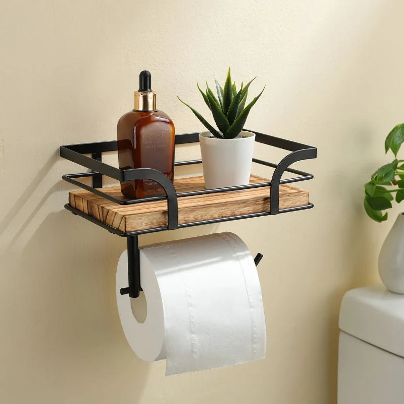 Wall-Mounted Shelf | Built-In Paper Holder & Space-Saving