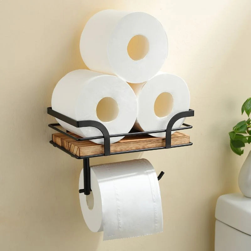 Wall-Mounted Shelf | Built-In Paper Holder & Space-Saving