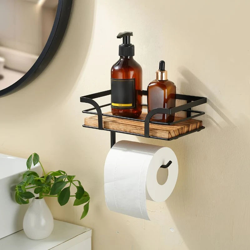 Wall-Mounted Shelf | Built-In Paper Holder & Space-Saving
