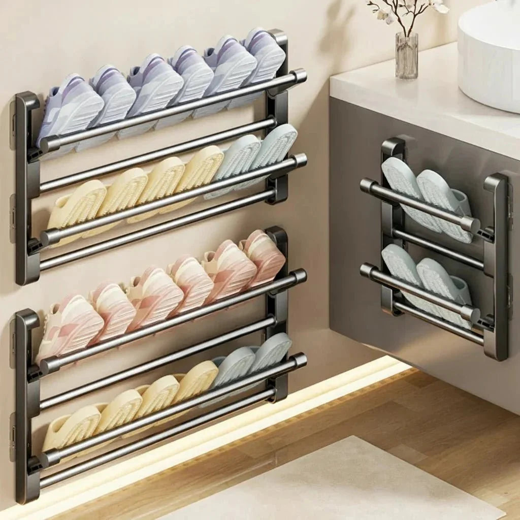 Wall-Mounted Shoe Rack | Integrated Drainage & Space-Saving