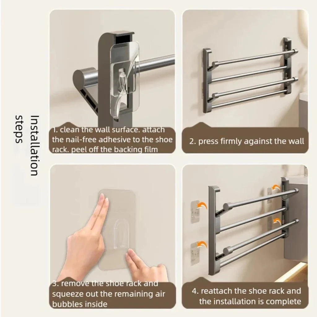 Wall-Mounted Shoe Rack | Integrated Drainage & Space-Saving