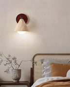 Wall Sconce | Travertine Cone Shade & Frosted Glass Globe