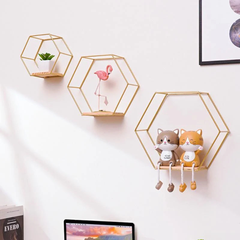 Wall Shelf | Hexagonal Geometric Design & Easy Mounting
