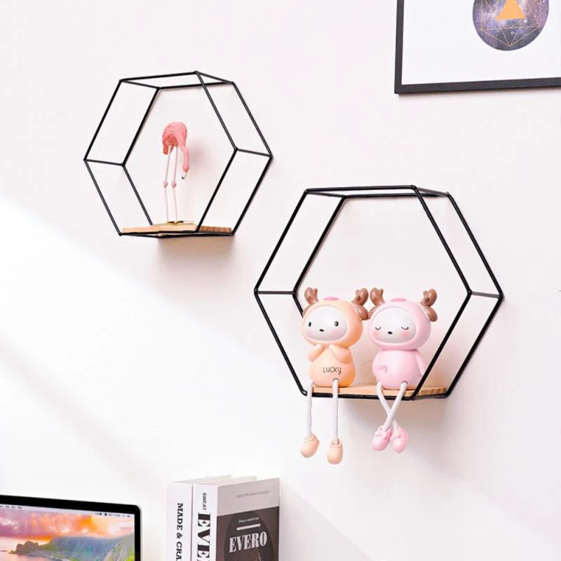 Wall Shelf | Hexagonal Gold Finish & Easy To Mount
