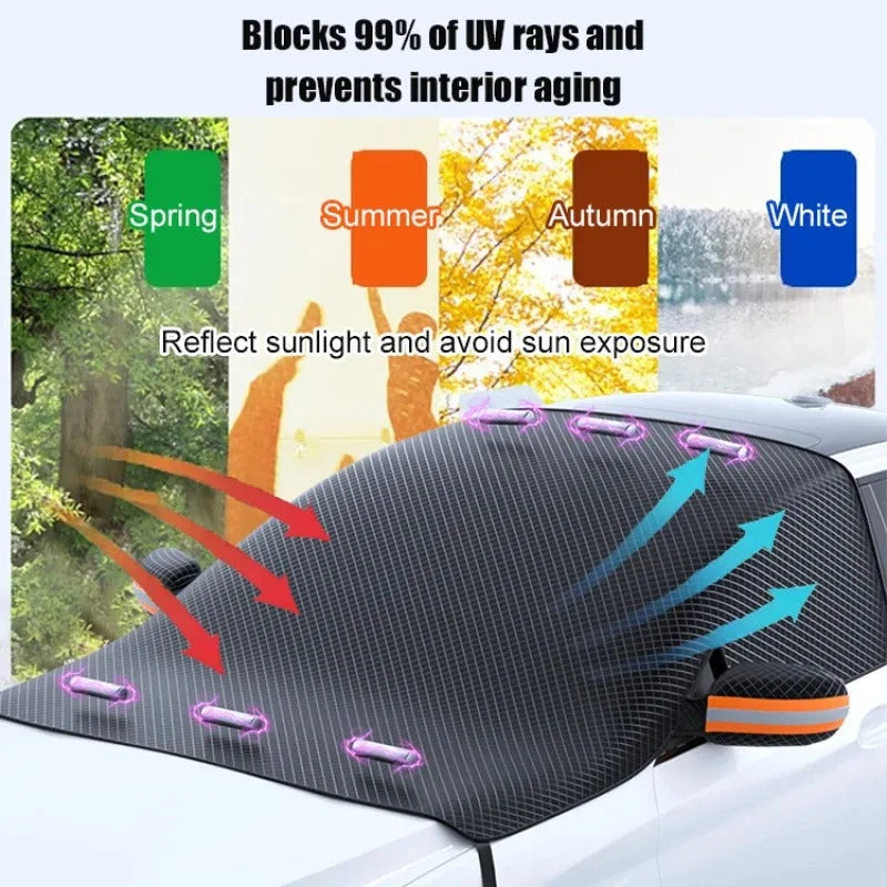 Windshield Snow Cover with Built-In Magnets