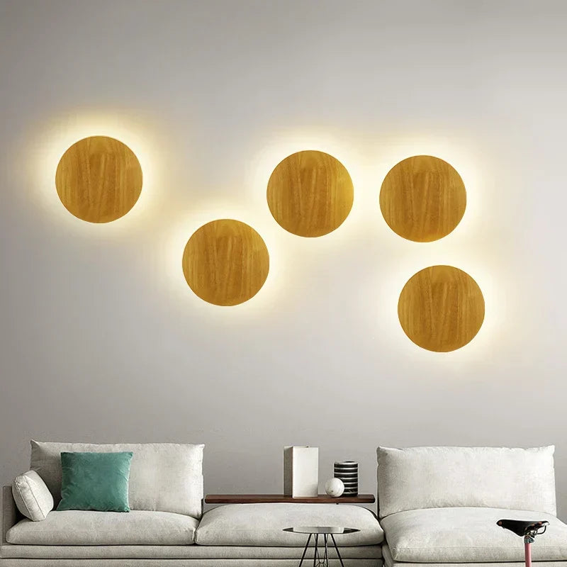 Wood Wall Lamp | Scandinavian Energy-Efficient LED & Linen Shade | 21 x 25 cm